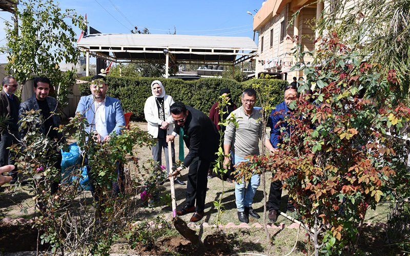 University of Kirkuk College of Administration and Economics organizes a tree-planting campaign to enhance green spaces as part of the National Tree Planting Day initiative.
