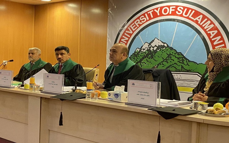 رئيس قسم المحاصيل الحقلية في كلية الزراعة عضوا في لجنة مناقشة رسالة ماجستير في جامعة سليمانية