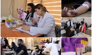 أيمانا بالعمل التطوعي الانساني جامعة كركوك تنظم حملة تبرع بالدم لمرضى الثلاسيميا
