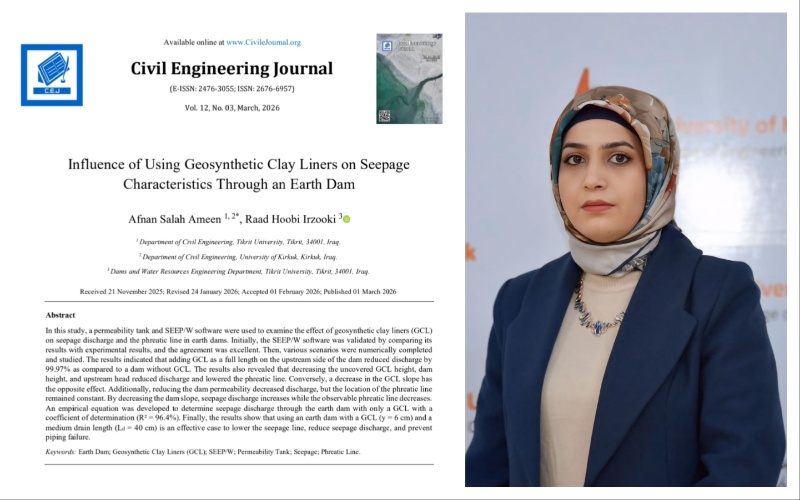 تدريسية من جامعة كركوك  تنشر بحثًا علميًا في مجلة عالمية 