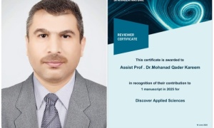 اختيار تدريسي بجامعة كركوك مقيمًا علميًا لمجلة عالمية