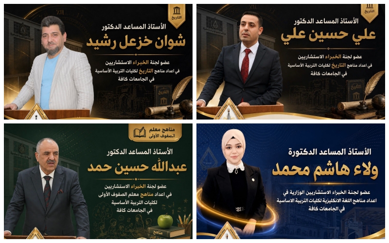 اختيار نخبة من أساتذة كلية التربية الأساسية ضمن لجان تطوير المناهج الجامعية للارتقاء بالمستوى الأكاديمي وتحديث المسارات التعليمية