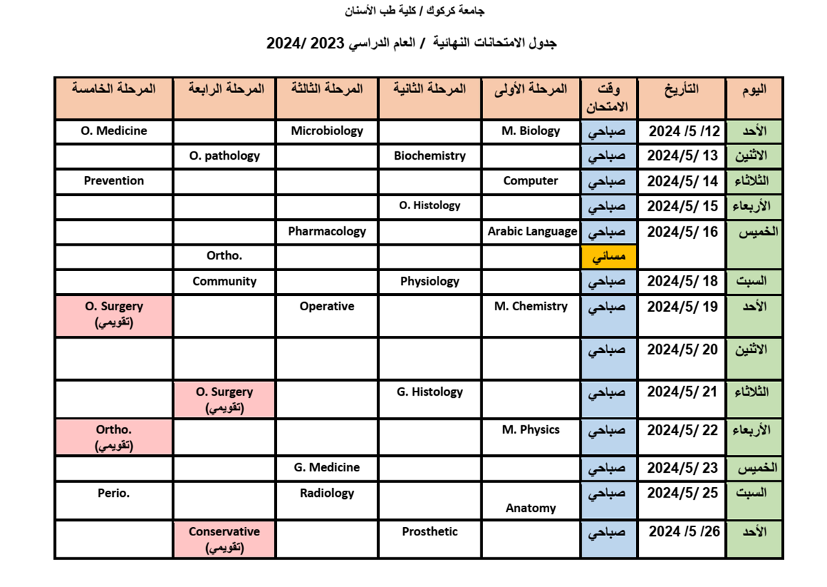 Final Exams Schedule 2023-2024
