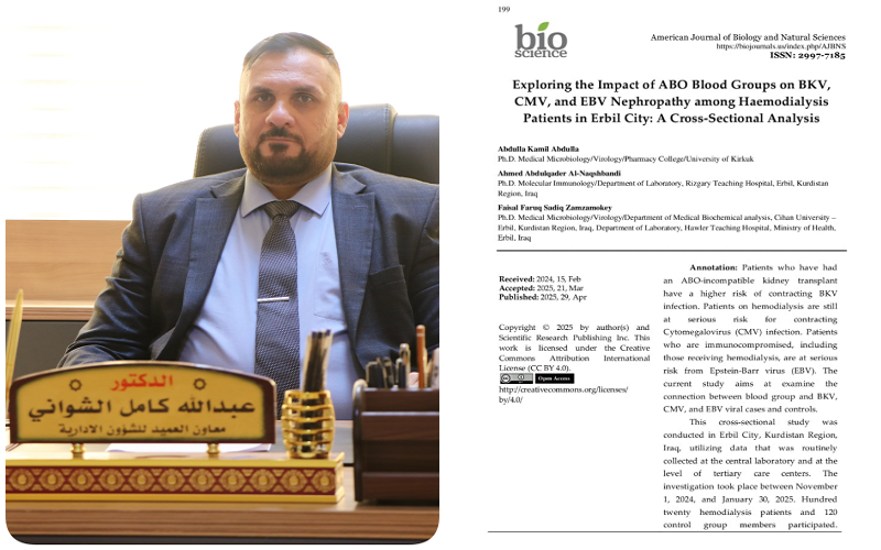 A lecturer from the University of Kirkuk publishes scientific research in an international journal