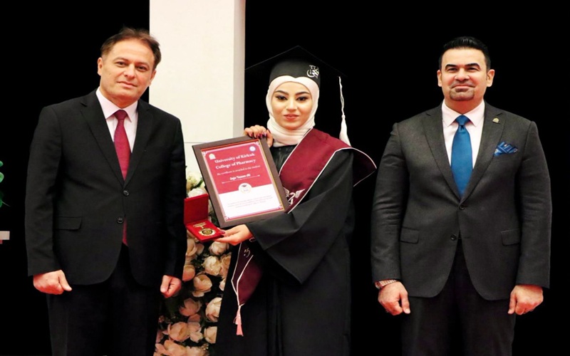 In a scene embodying their commitment to ethical values, pharmacy students at Kirkuk University recite the medical oath and graduate.