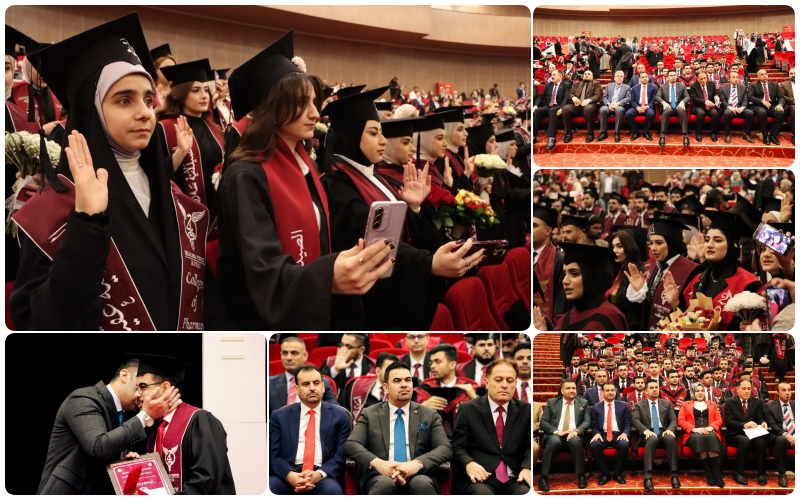 In a scene embodying their commitment to ethical values, pharmacy students at Kirkuk University recite the medical oath and graduate.