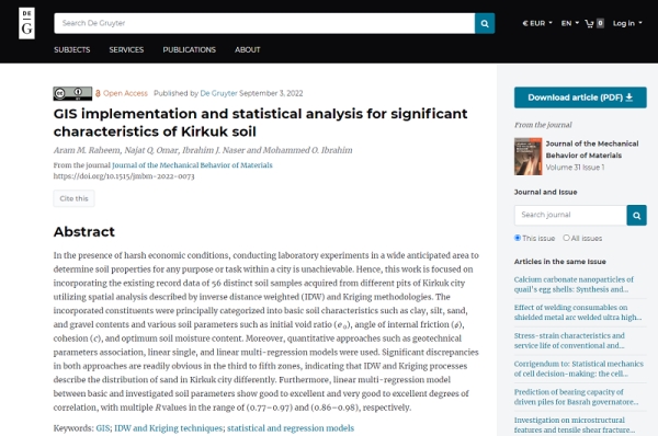 GIS implementation and statistical analysis for significant characteristics of Kirkuk soil