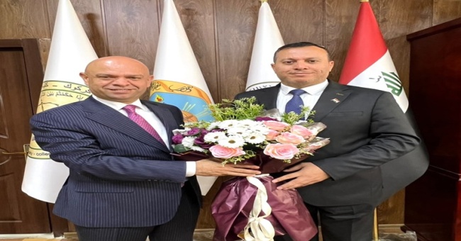 عميد كلية القانون والعلوم السياسية يستقبل مساعد رئيس جامعة كركوك للشؤون الإدارية والوفد المرافق له