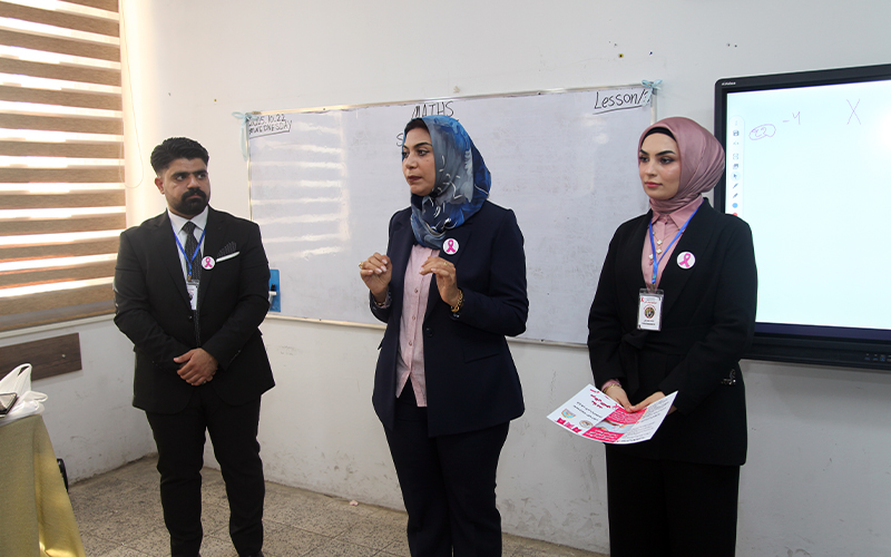 زيارة توعوية لثانوية كركوك للمتميزات ضمن فعاليات أكتوبر الوردي