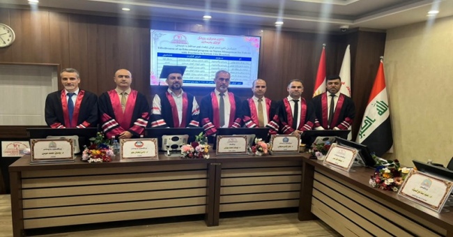 مشاركة تدريسيان من كلية التمريض جامعة كركوك في مناقشة أطروحة دكتوراه في جامعة هولير الطبية/ كلية التمريض 