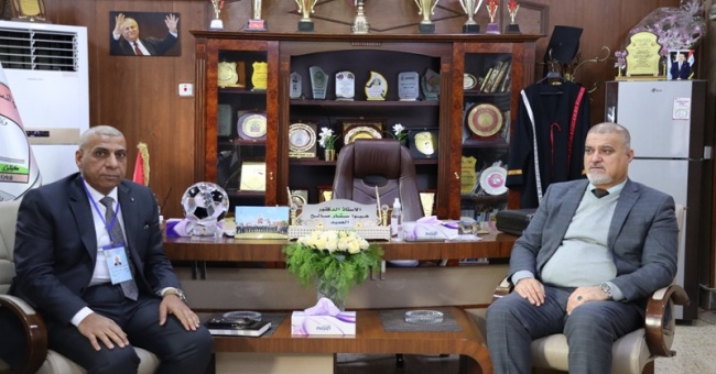 عميد كلية التمريض بجامعة كركوك يستقبل اللجنة الجامعية المركزية للسلامة والأمن الكيميائي والبايولوجي والإشعاعي