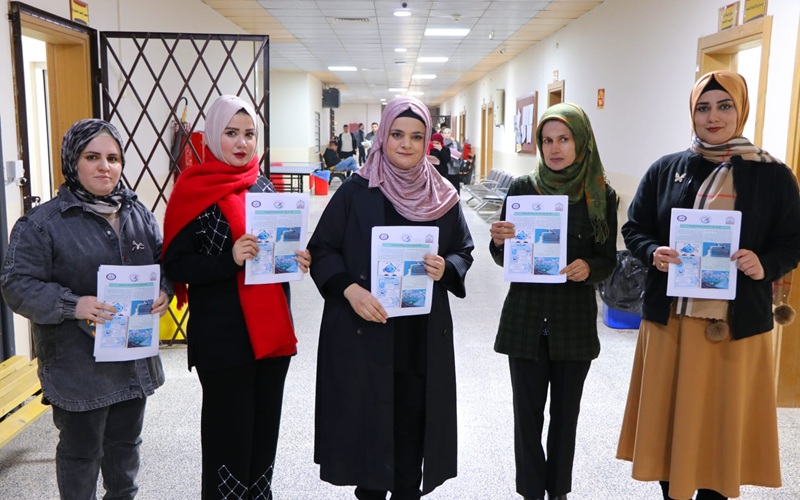 كلية الصيدلة تنظم حملة توعوية حول (قطر الماء حياة فلا تسرف ولو كنت على نهر جار)