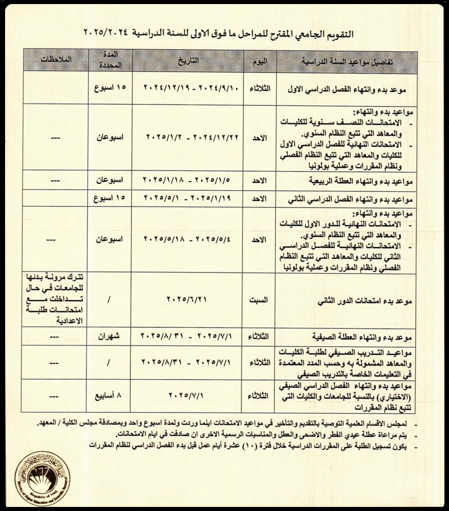 University calendar2024 2025 ar