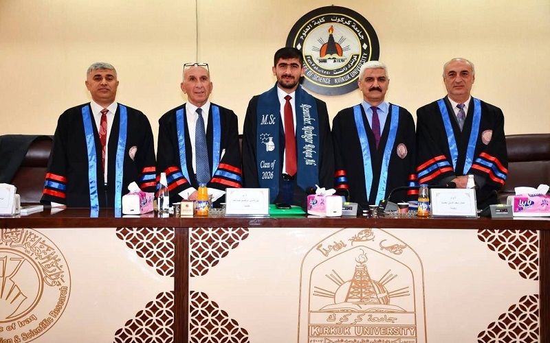 مناقشة رسالة ماجستير في جامعة كركوك تبحث تحضير وتشخيص مركبات حلقية غير متجانسة وتقييم فعاليتها الحيوية