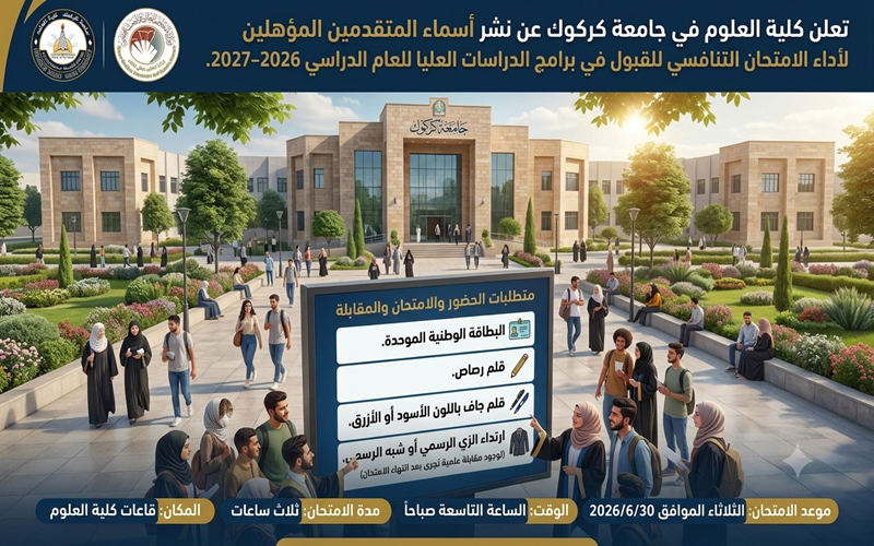إعلان أسماء المتقدمين لأداء الامتحان التنافسي للدراسات العليا 2026 _2027