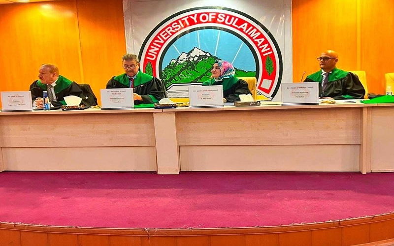 تدريسية من كلية العلوم بجامعة كركوك تترأس لجنة مناقشة رسالة ماجستير في كلية الزراعة بجامعة السليمانية