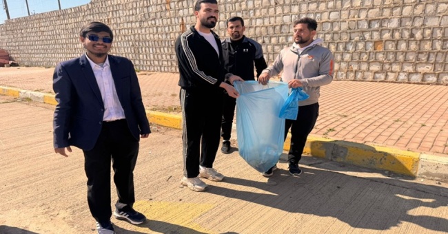 حملة تطوعية لتخطيط وتنظيف الملاعب الرياضية