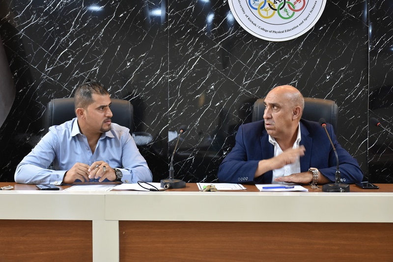 The Head of the Theoretical Sciences Branch at the College of Physical Education and Sports Sciences organizes a meeting with a number of teachers