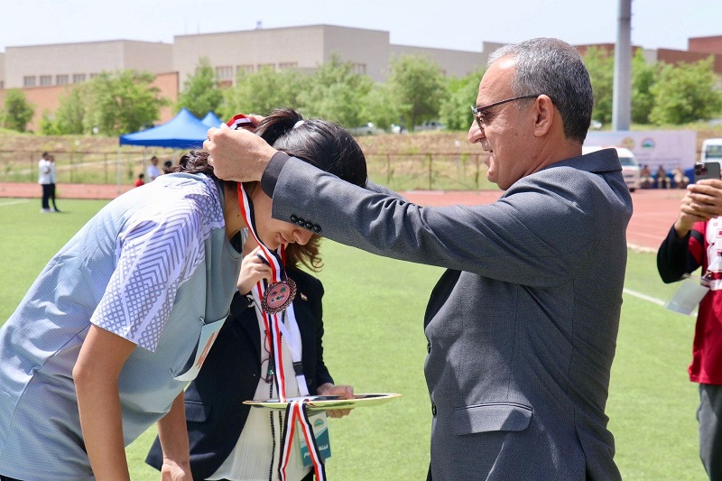 The University of Kirkuk's athletics team has secured the second place in the