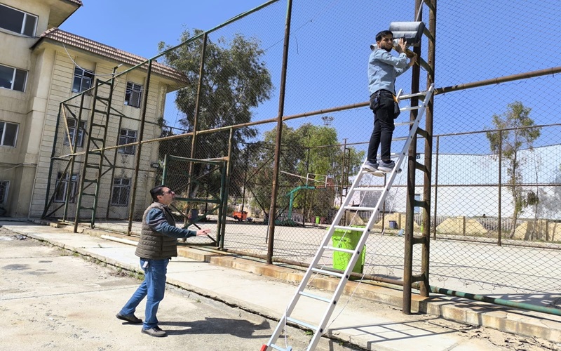 صيانة شاملة لمنظومة كاميرات المراقبة في مجمع الطلاب السكني
