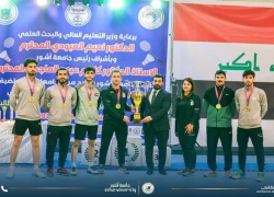 طالب في كلية علوم الحاسوب وتكنولوجيا المعلومات يشارك فوز الجامعة ببطولة الجامعات العراقية بالريشة الطائرة