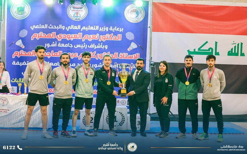 طالب في كلية علوم الحاسوب وتكنولوجيا المعلومات يشارك فوز الجامعة ببطولة الجامعات العراقية بالريشة الطائرة