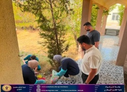 طلبة الطب البيطري يجرون حملة تطوعية لتنظيف المستشفى البيطري التعليمي 