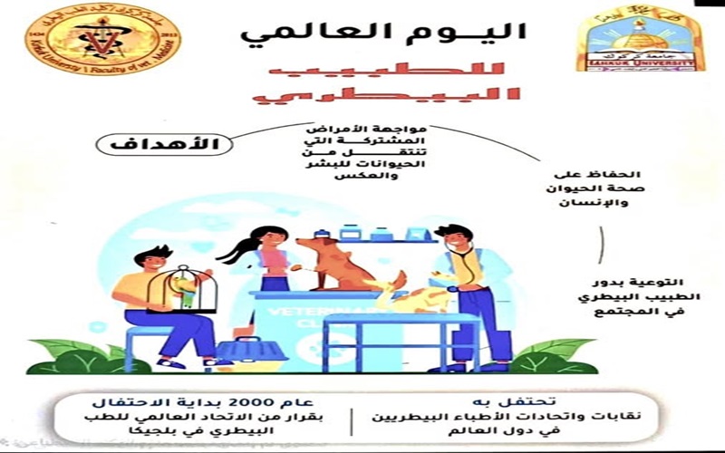  تتقدم عمادة كلية الطب البيطري بالتهنئة الى جميع الاطباء البيطريين 